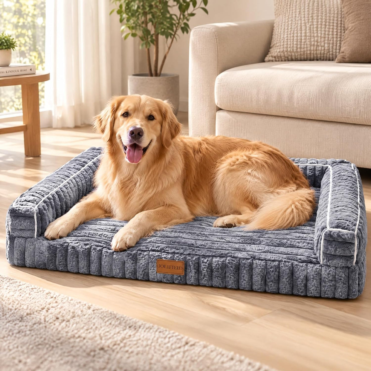 Orthopedic Large Dog Bed Furry Pet Bed, Washable Cover 48''X30''