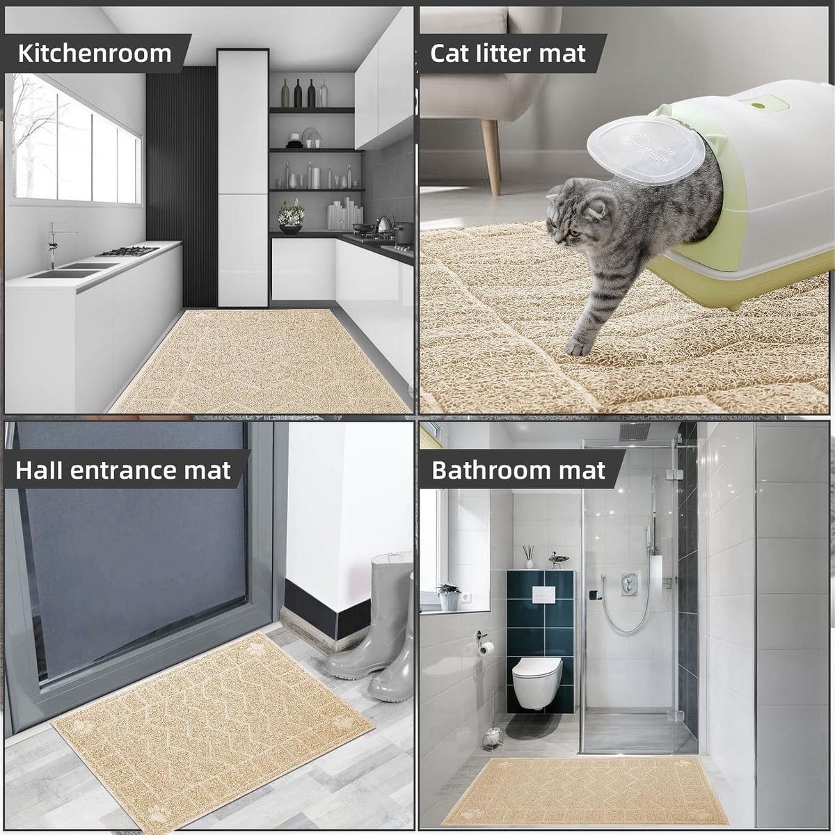 Cat Litter Box Mat, 35" x 24" Large Waterproof Litter Trapping Mat | Thick Mesh Traps Litter, Non-Slip Kitty Litter Mat for Indoor Cat, Soft Paws, BPA-Free, Multi-Use, Easy Clean, Large Coverage