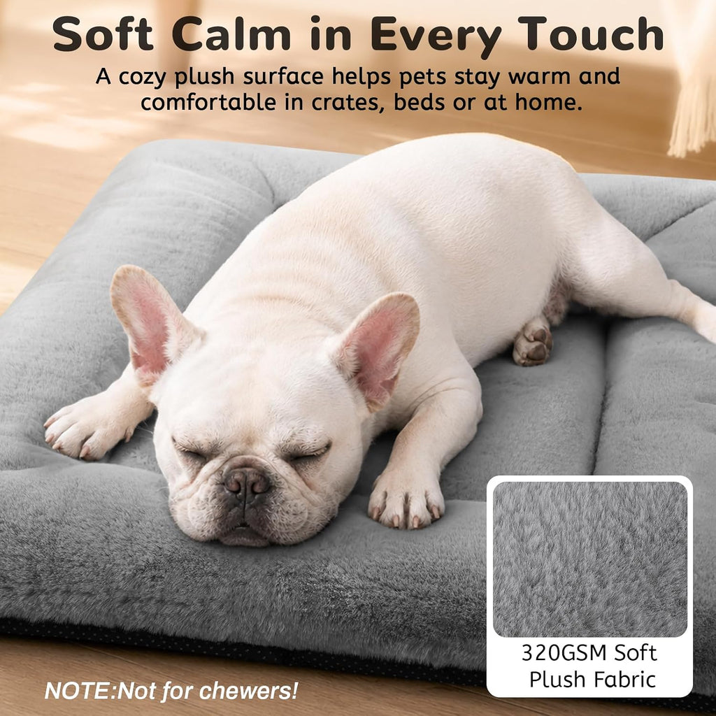 Dog Crate Pad, Washable Cozy Dog Bed Mat for Large Dogs 48"x30", Gray