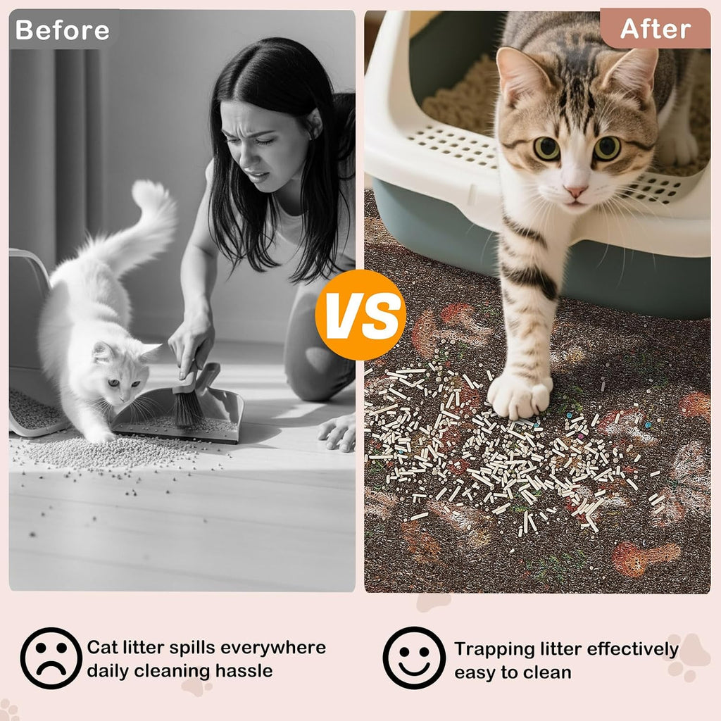 Bienbee Cat Litter Mat, 33" x 22" Dense Trapping Mesh for Litter Boxes | Litter Box Mat with PVC Mesh, Waterproof &Urineproof, Non-Slip Grip, Soft On Kitty Paws and Easy to Clean to Protect Floor