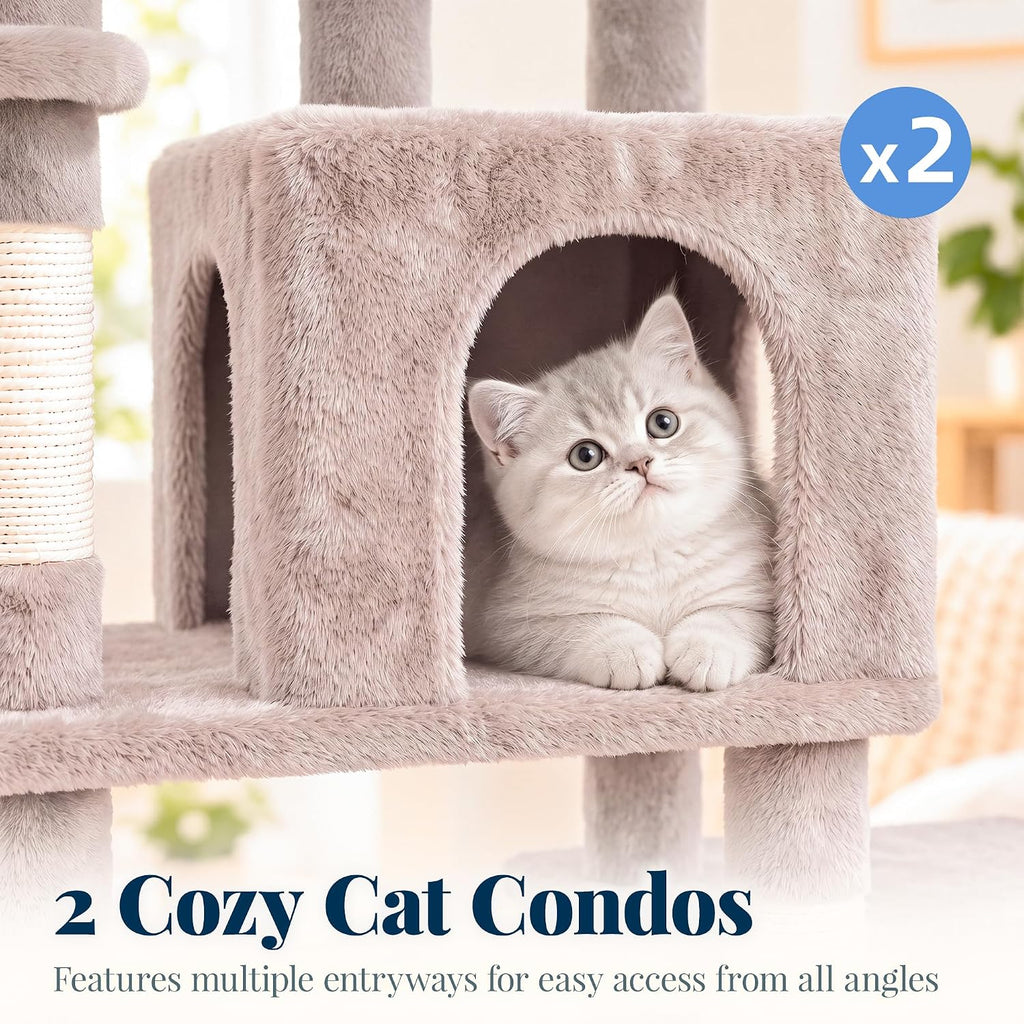 Hey-brother Cat Tree Tower with Stable Extended Base, 3 Platforms, MPJ038MU