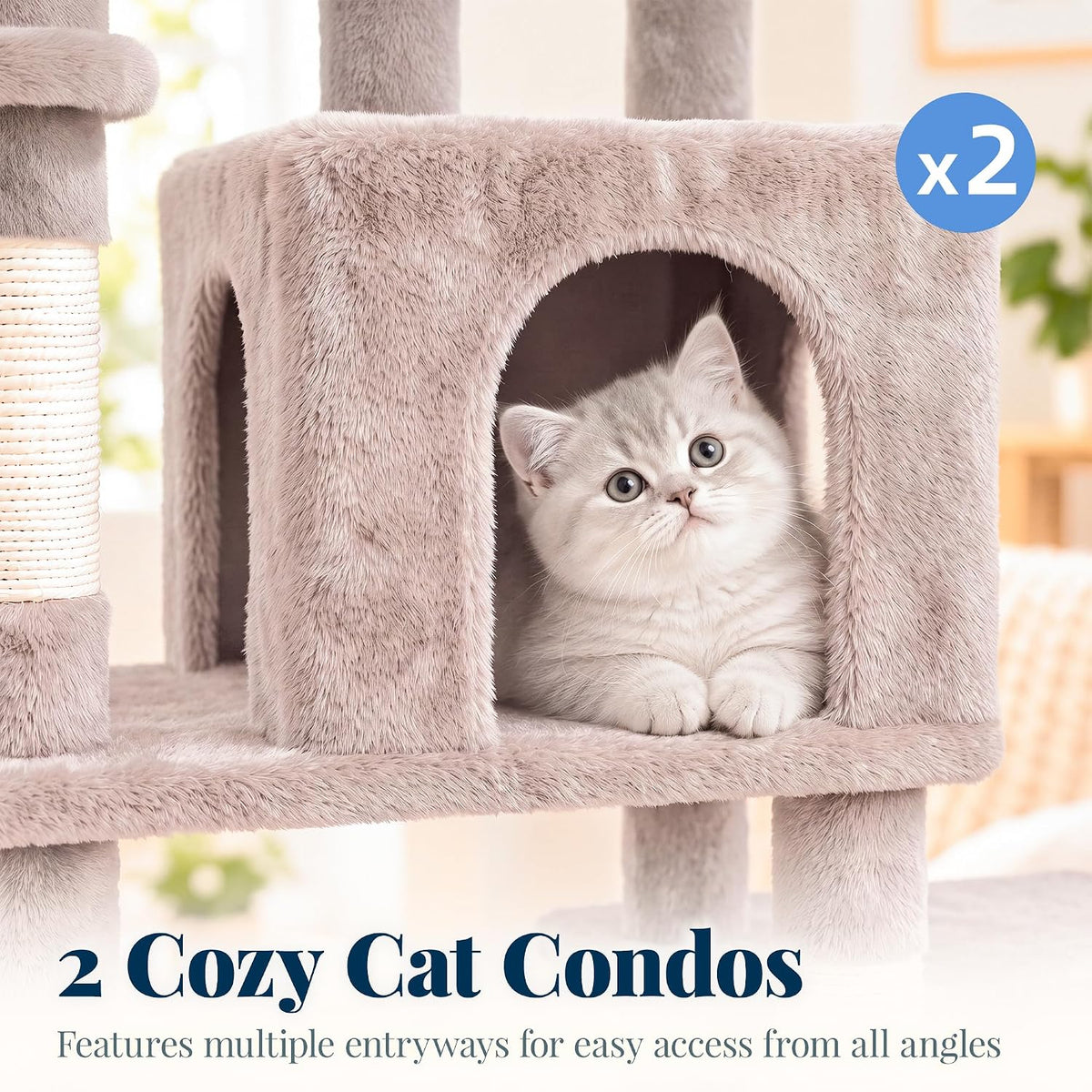 Hey-brother Cat Tree Tower with Stable Extended Base, 3 Platforms, MPJ038MU