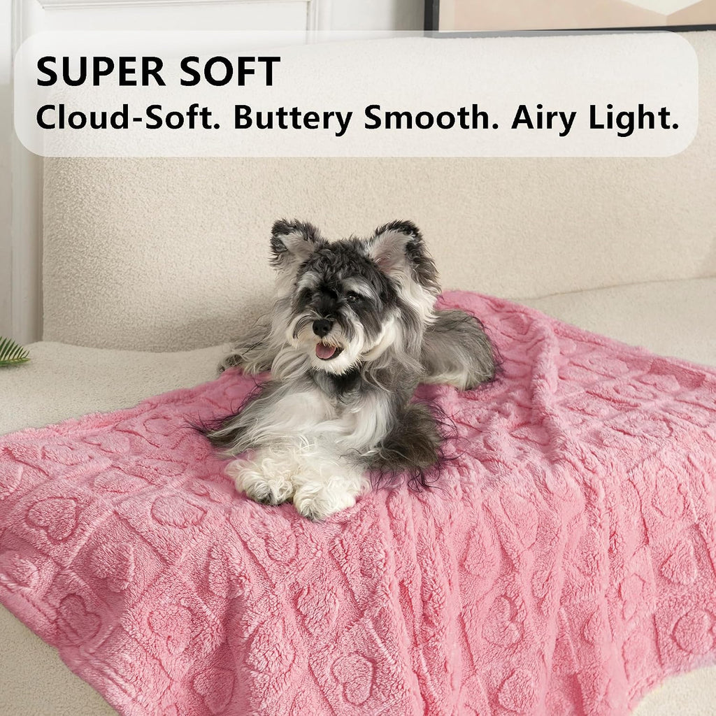 gogobunny Large Pet Blanket for Dogs Cats, Ultra Soft 300GSM Coral Fleece Washable Furniture Protector for Couch Bed Car Seat, Calming Crate Mat Blanket for Large Breeds, Pink, 60x80IN