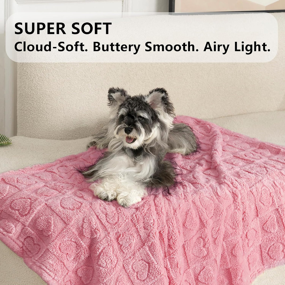 gogobunny Large Pet Blanket for Dogs Cats, Ultra Soft 300GSM Coral Fleece Washable Furniture Protector for Couch Bed Car Seat, Calming Crate Mat Blanket for Large Breeds, Pink, 60x80IN