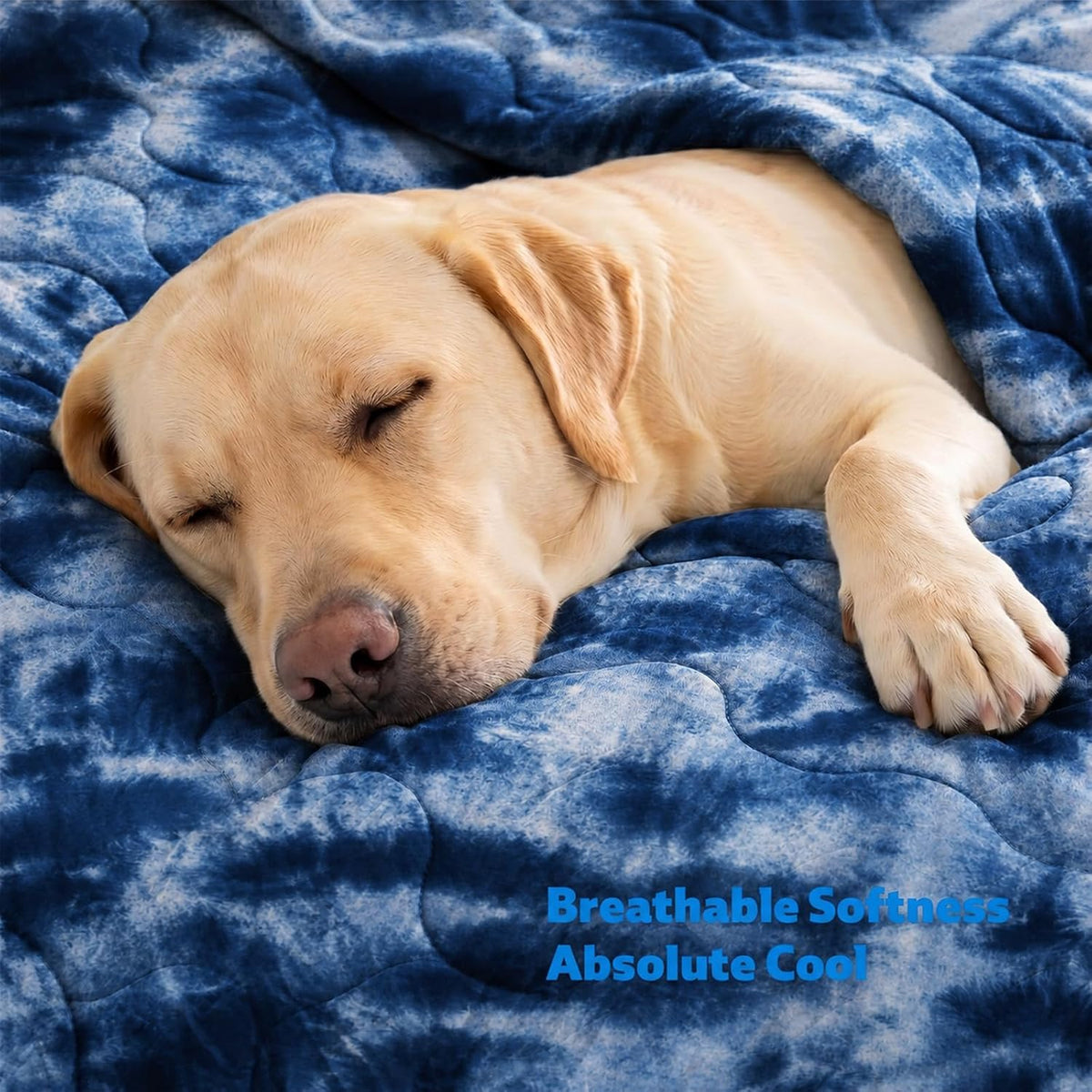 Cooling Blanket For Dogs. Dog Cooling Blankets For Large Dogs, Breathable Cooling Fabric, Cold Washable, Cooling Dog Blanket Durable Scratch-Resistant Soft Fabric for All Seasons, Tie-Dye Navy