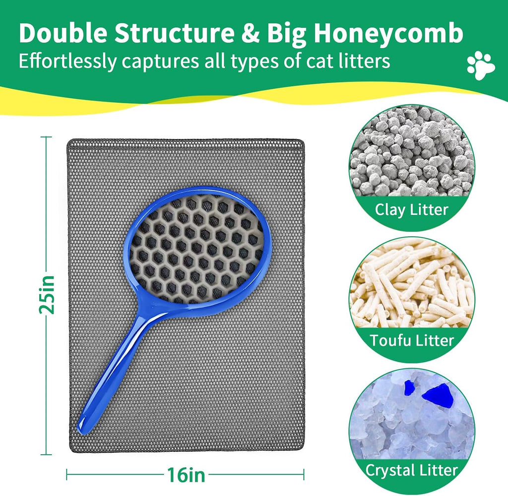 GRELY 2 Layer Cat Litter Mat, 25x16 Inch Litter Trapping Mat for Cats