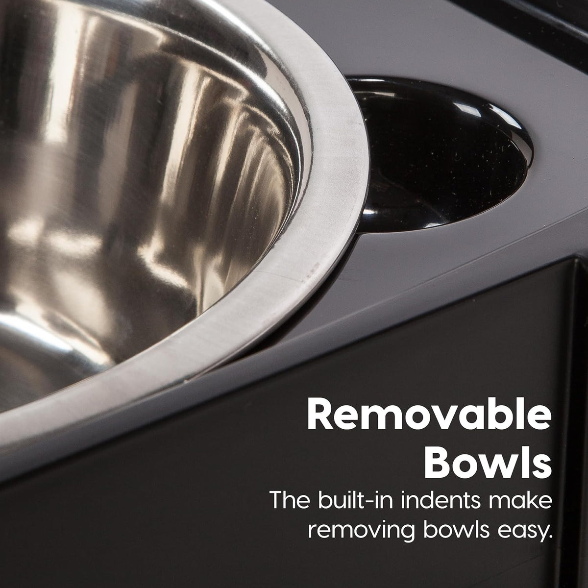 IRIS USA Elevated Dog Bowls 9" H, up to 13 lb Storage, Black, Made in USA | Comes with 2 Stainless Steel Bowls (32 oz), Elevated Feeder, Reduce Strain, Perfect for Camping & Outdoors 