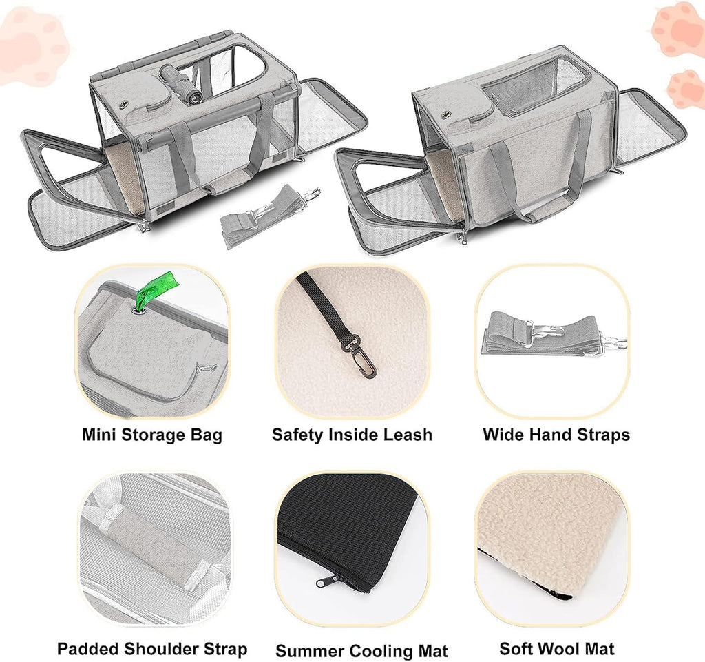 GAPZER Pet Carrier for Large Cat Soft-Sided Animal Traveling Bag up to 20lb