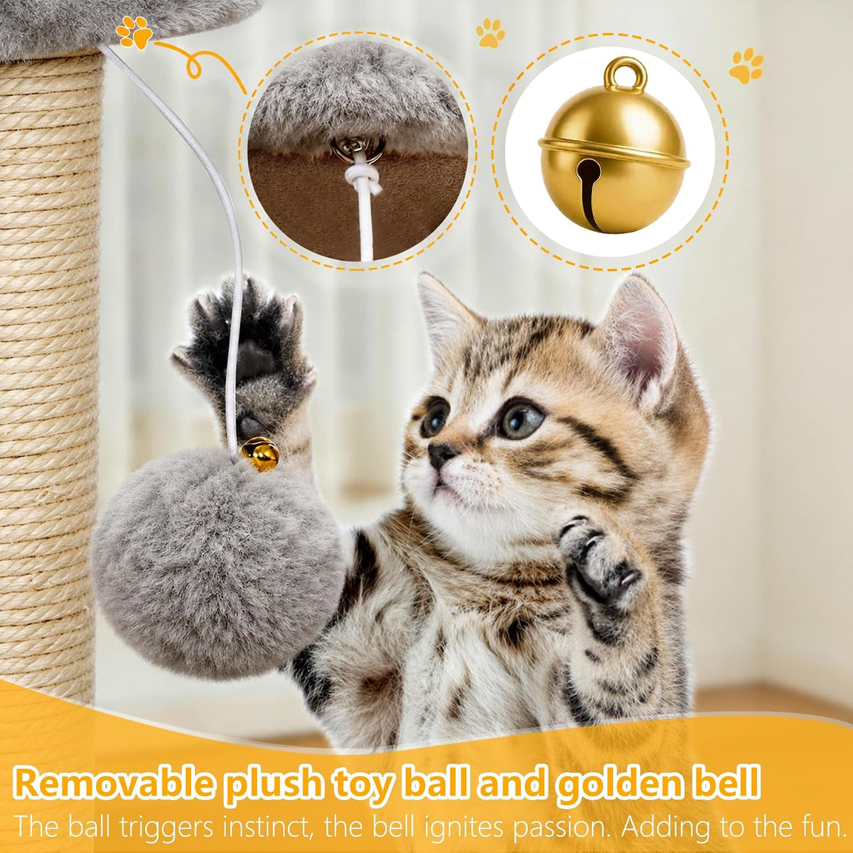 BEWISHOME Cat Tree with Scratching Post, Cat Tower for Indoor Cats