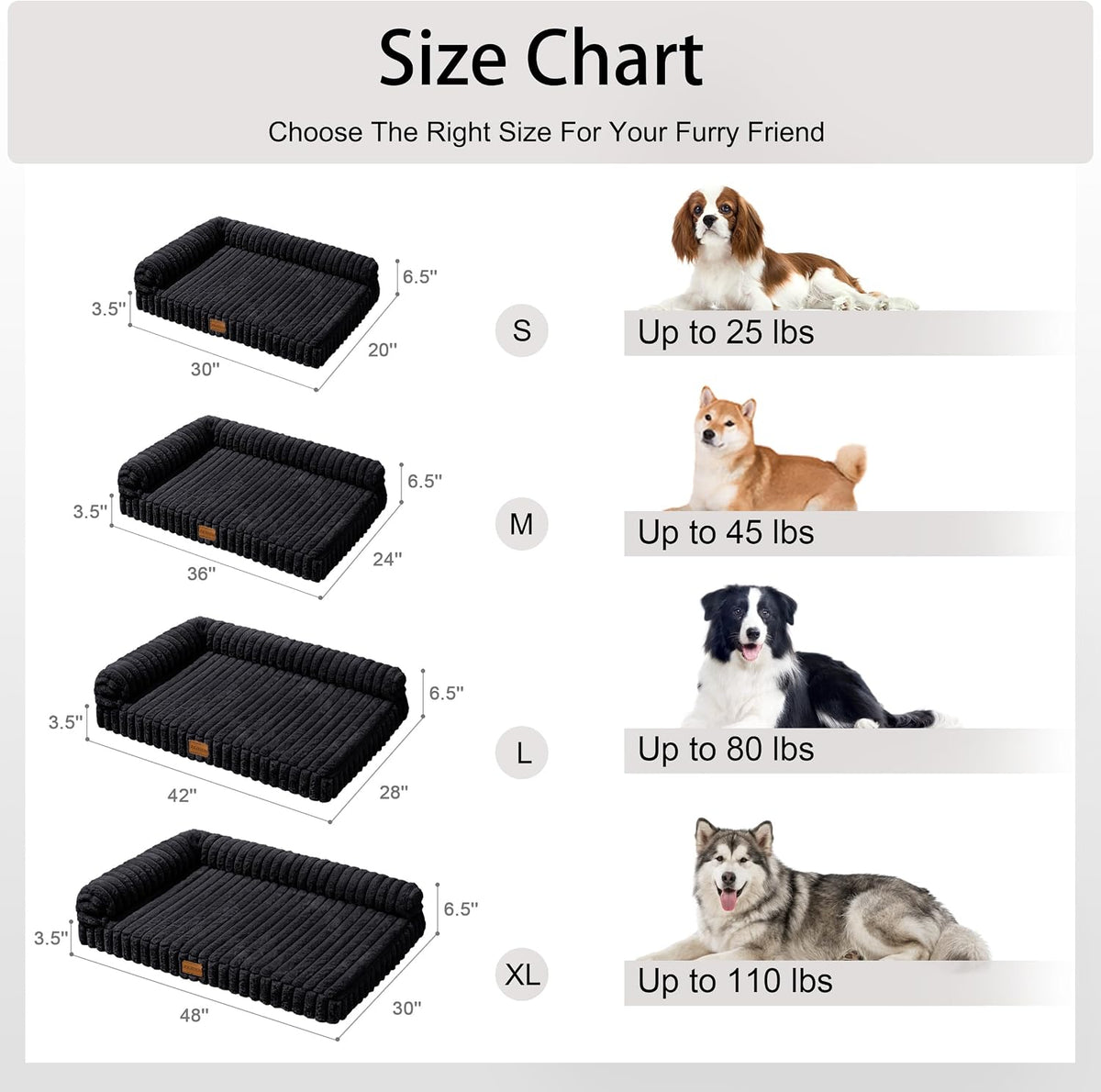 Orthopedic Large Dog Bed Furry Pet Bed, Washable Cover 36''X24''
