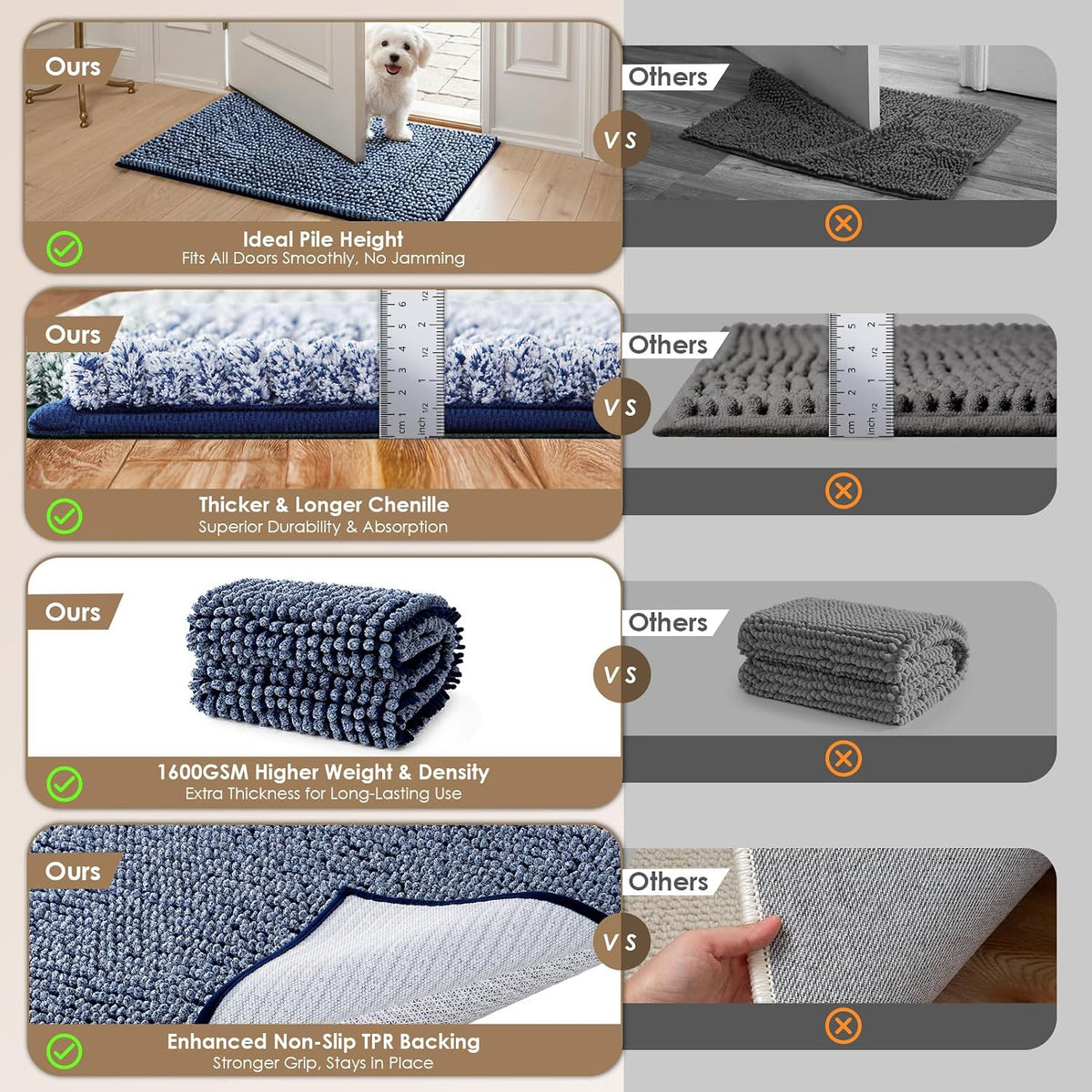 EHEYCIGA 48x30 Super Absorbent Dog Door Mat for Muddy Paws Entryway Rug