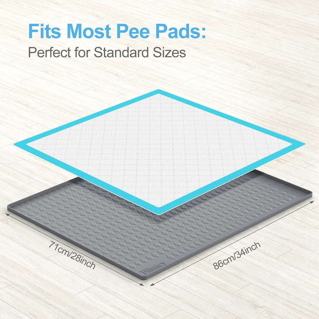 Pee Pad Holder for Dogs,Silicone Dog Puppy Pad Holder, 34 x 28 No Spill Raised Lip High Edge,Portable, Leak-Proof Mat Holder for Dog Training Pads,Square Potty Trays for Home Floor Protection