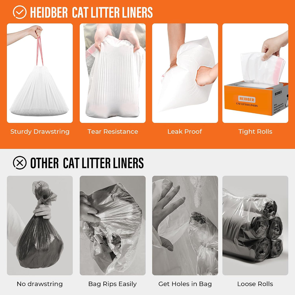 Drawstring Cat Litter Box Liners 100 Pack-Robot Litter Liner Bags for Robot 3 and 4 Cleanpethome/PETKIT PuraX PuraMax Self-cleaning Cat Litter Box Bag Heavy Duty Litter Box Robot Waste Bags