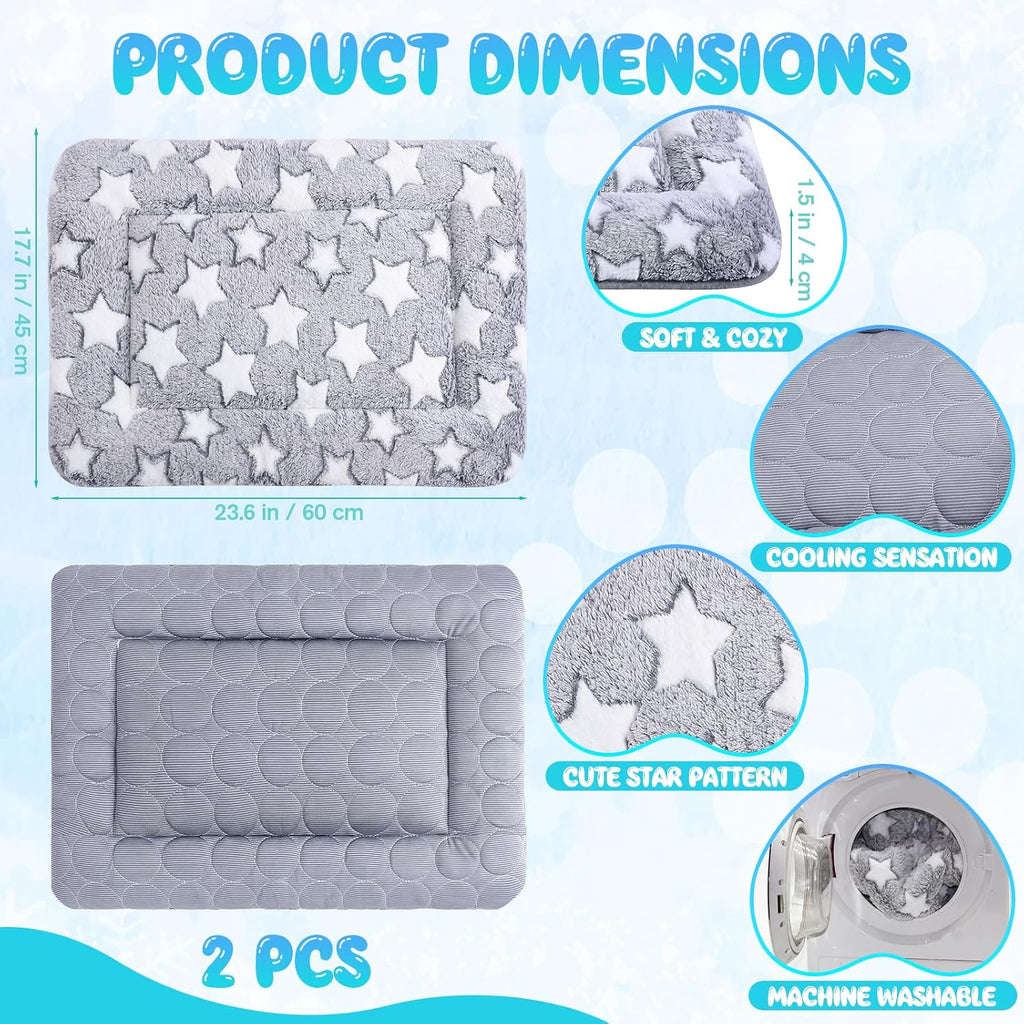 VitalCozy 2 Pcs 18" X 24" Self Warming Cat Pet Mat, Star, Gray