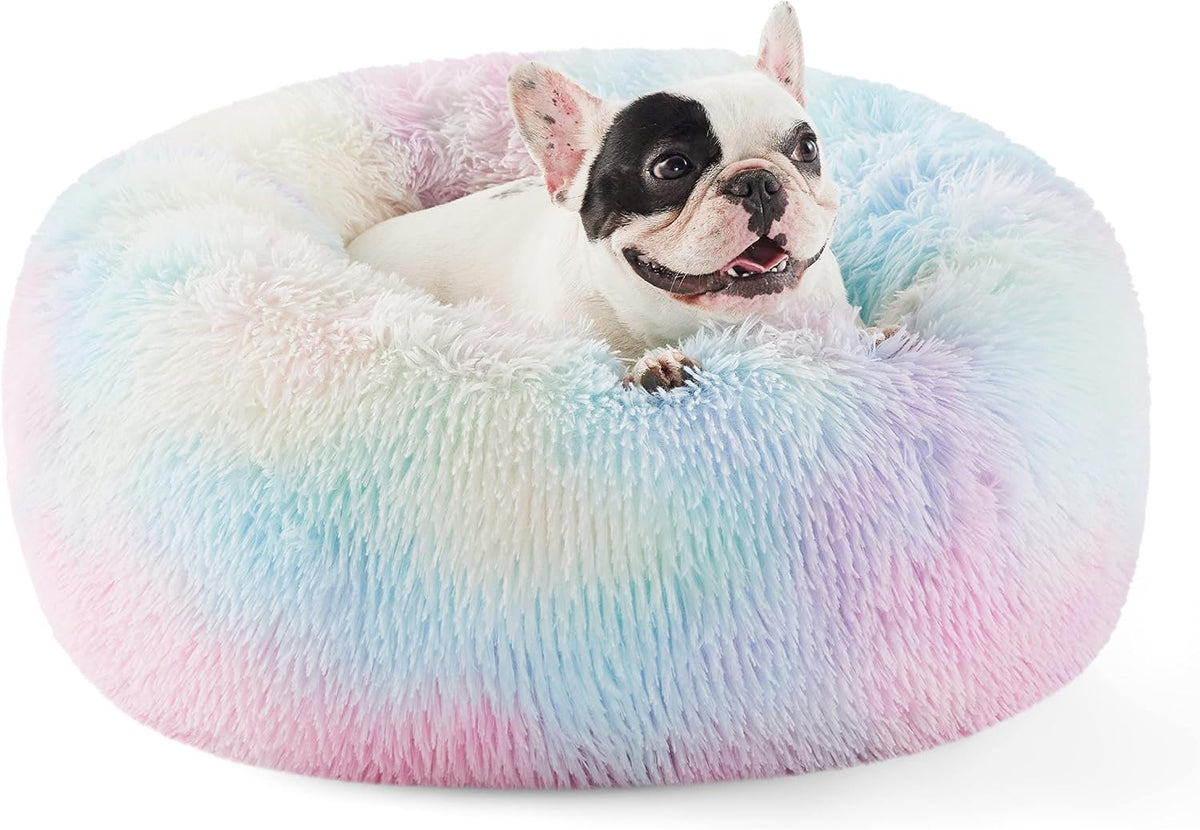 Bedsure Calming Small Dog Bed Donut Washable Cat＆Puppy Bed,23 inches