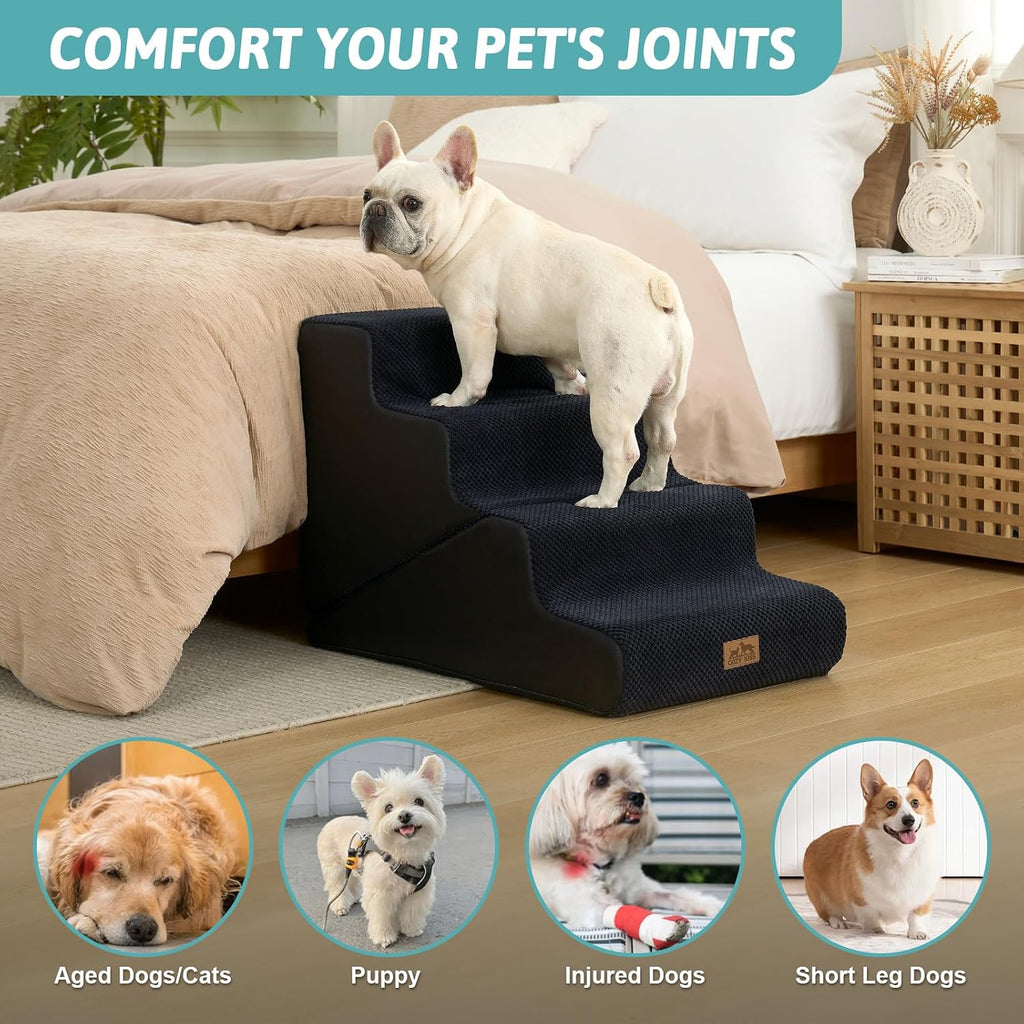 COZY KISS Dog Stairs for Small Dogs, 4-Step 2-in-1 Dog Steps,19.7" H