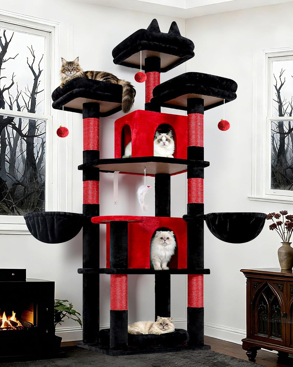 Globlazer Big XL Gothic Cat Tower for Indoor Multiple Cats, F68B