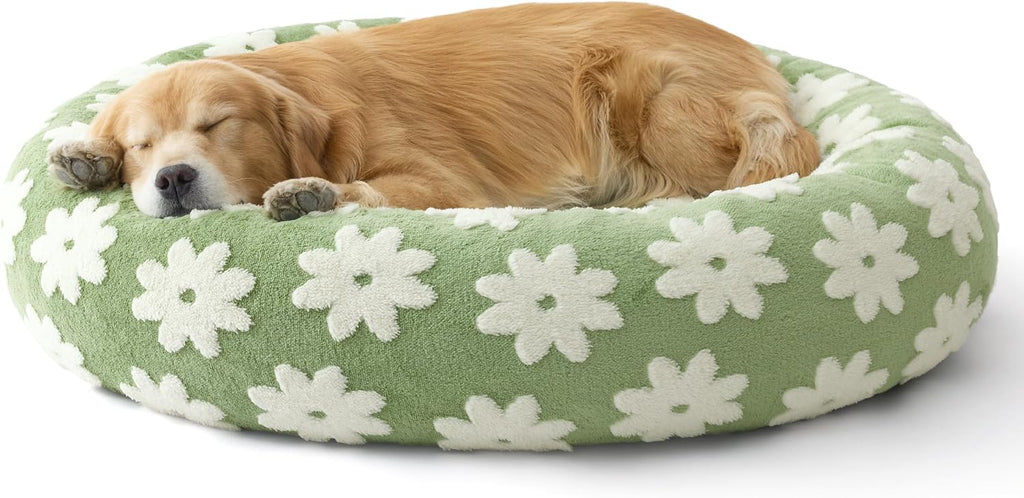 LE SURE Shown on TV Jacquard Donut Dog Beds Extra Large,Green 42x42x9in