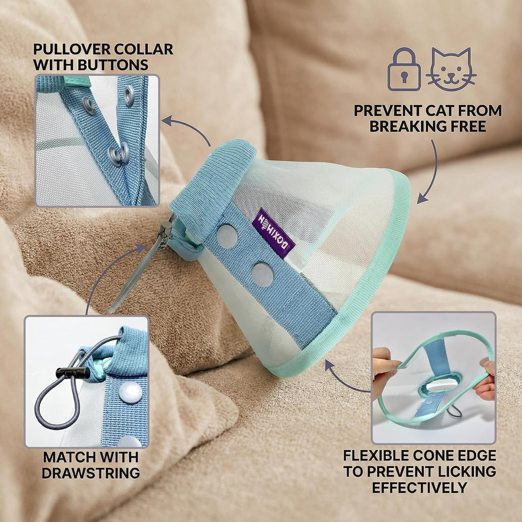 Cat Cone Collar Soft, Mesh Recovery E Collar for 6-12lb Cats, Size M