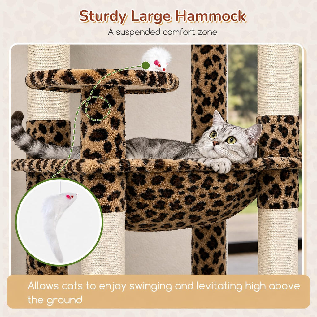 Globlazer Leopard Cat Tree Tower with Scratching Post for Indoor Cats, F53