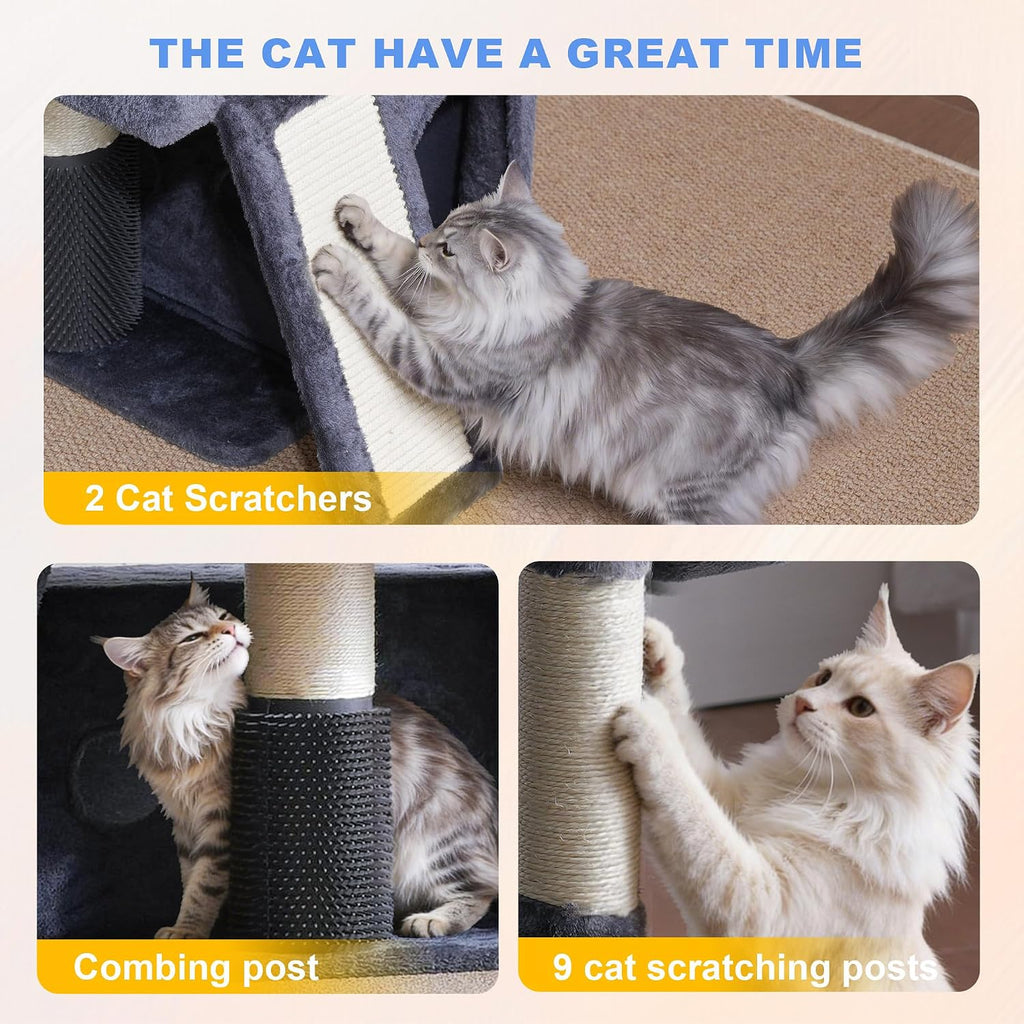 Hey-brother Cat Tree Tower with Multi-Level Platforms, Cozy Condos, MPJ085G