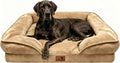Spotted Play Orthopedic Dog Bed with Sides - Sofa Beds for Extra Large Dogs, Supportive Foam Pet Couch Bed with Washable Removable Cover, Waterproof Lining and Non-Slip Bottom, Brown - XXL