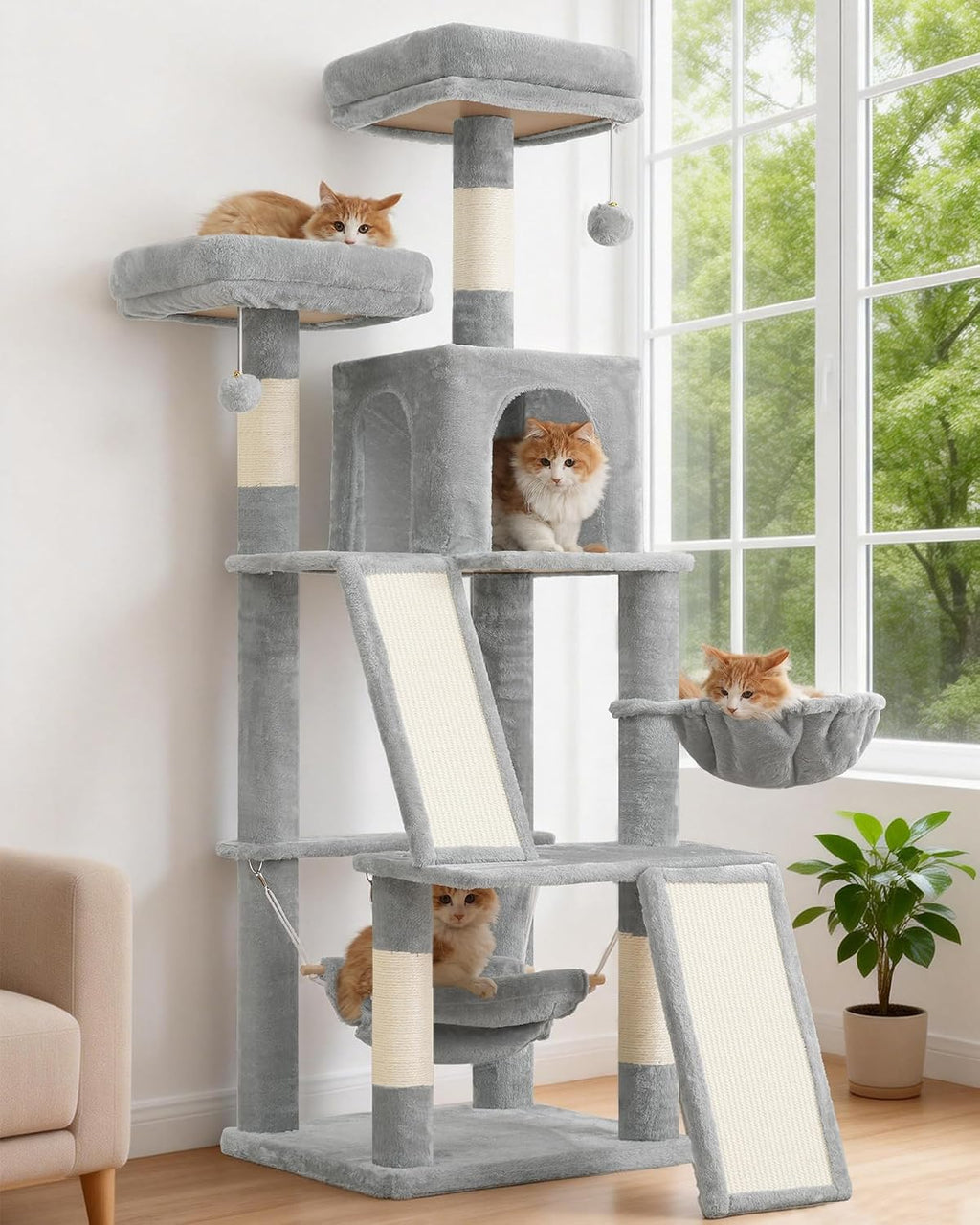 Gitelsnour Cat Tree Tower Multi-Level with 2 Scratching Boards, GCT022W