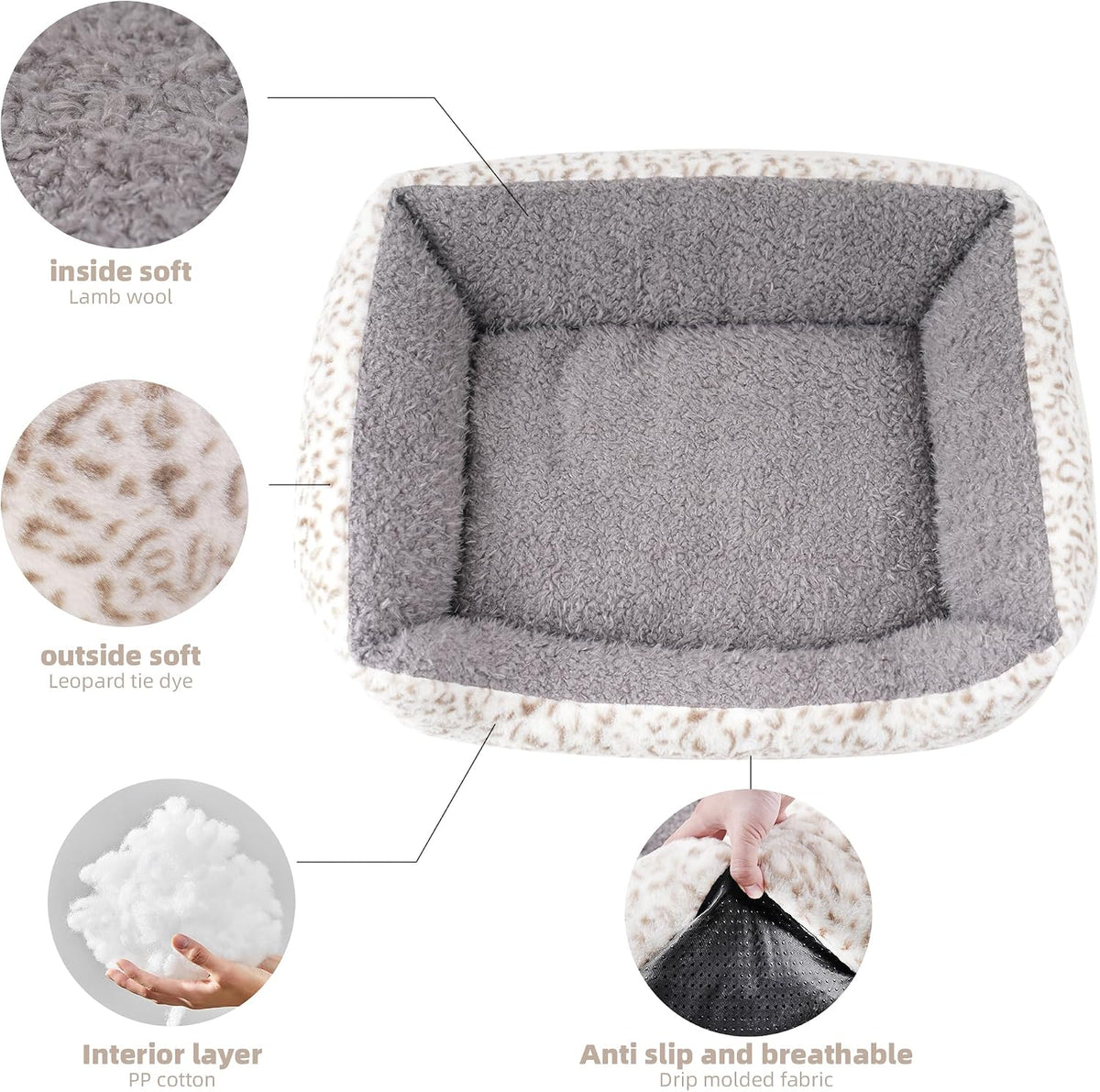 Smouatou Dog Soft Bed, Anti-Anxiety Puppy Cuddler Bed for Puppy Dog and Cat (Grey, XS)