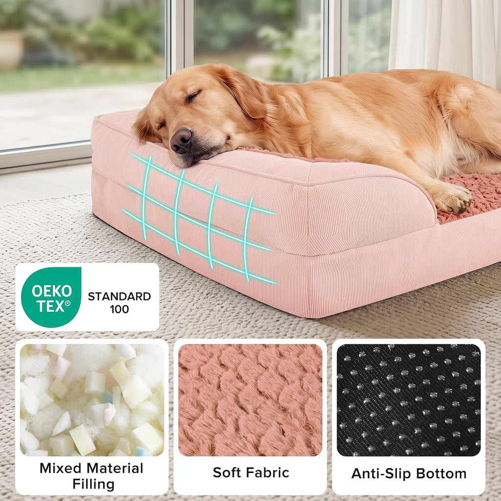 INVENHO Orthopedic Large Dog Bed, Washable Waterproof, Egg-Crate Foam Dog Couch Bed with Washable Removable Cover, Waterproof Lining and Nonskid Bottom