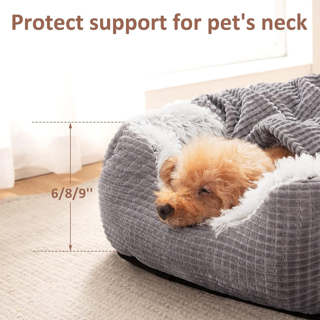 MIXJOY Medium Dog Beds for Medium Large Dogs with Cover Cave, 30in