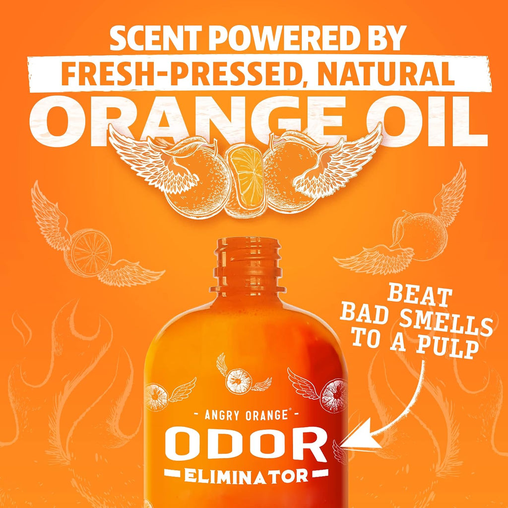 ANGRY ORANGE 2-Pack Pet Odor Eliminator for Strong Odor – 24oz Citrus Deodorizers for Dog or Cat Smells with 1-Gallon Refill