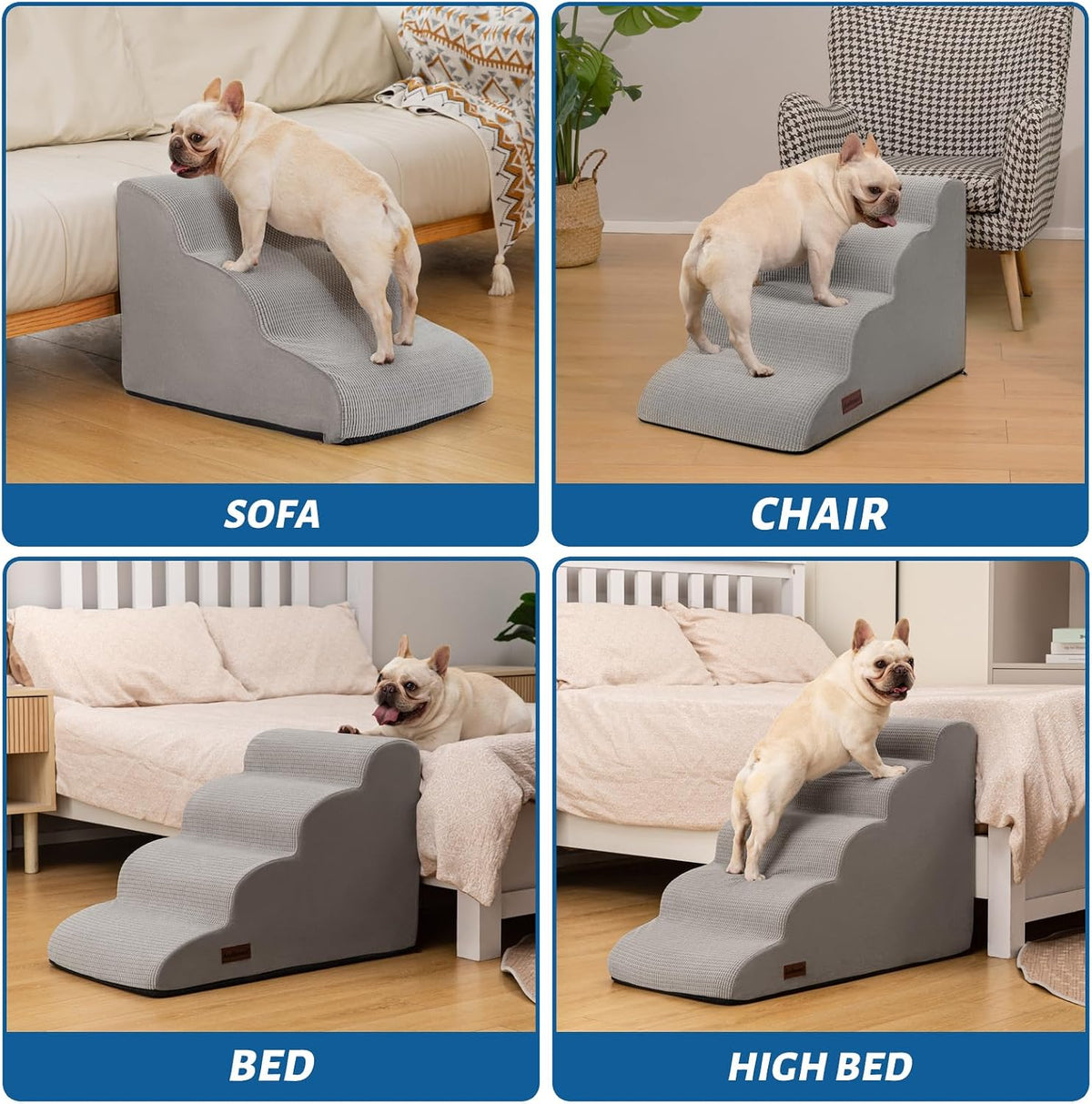 Aodisman Dog Stairs for High Bed,5-Step Pet Ramp for Small Dogs and Cats