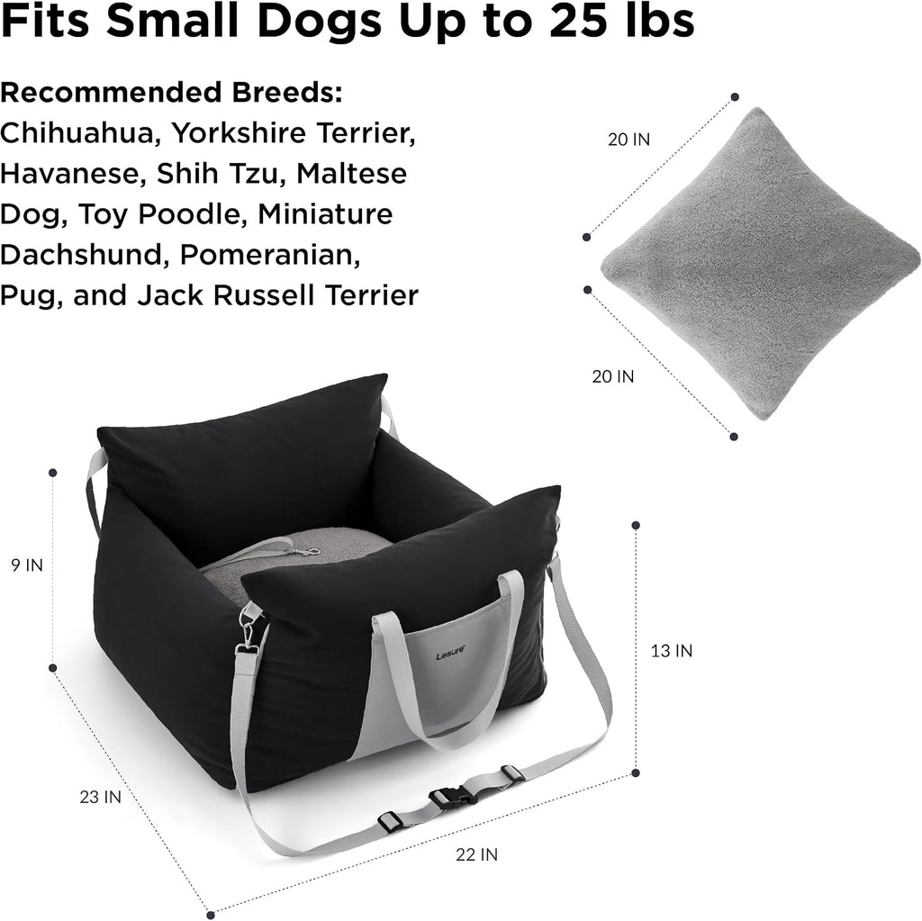 Lesure Dog Car Seat for Small Dogs,Booster Car Bed for Puppy Under 25lbs