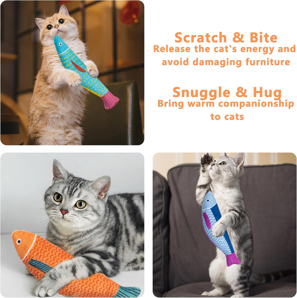 Soft Catnip Toys Fish, 3 Pack Bell Sound Cat Toys for Indoor Cats