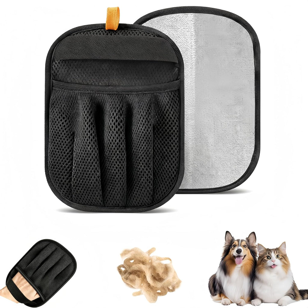 Pet Hair Removal Glove for Dog & Cat, Black.