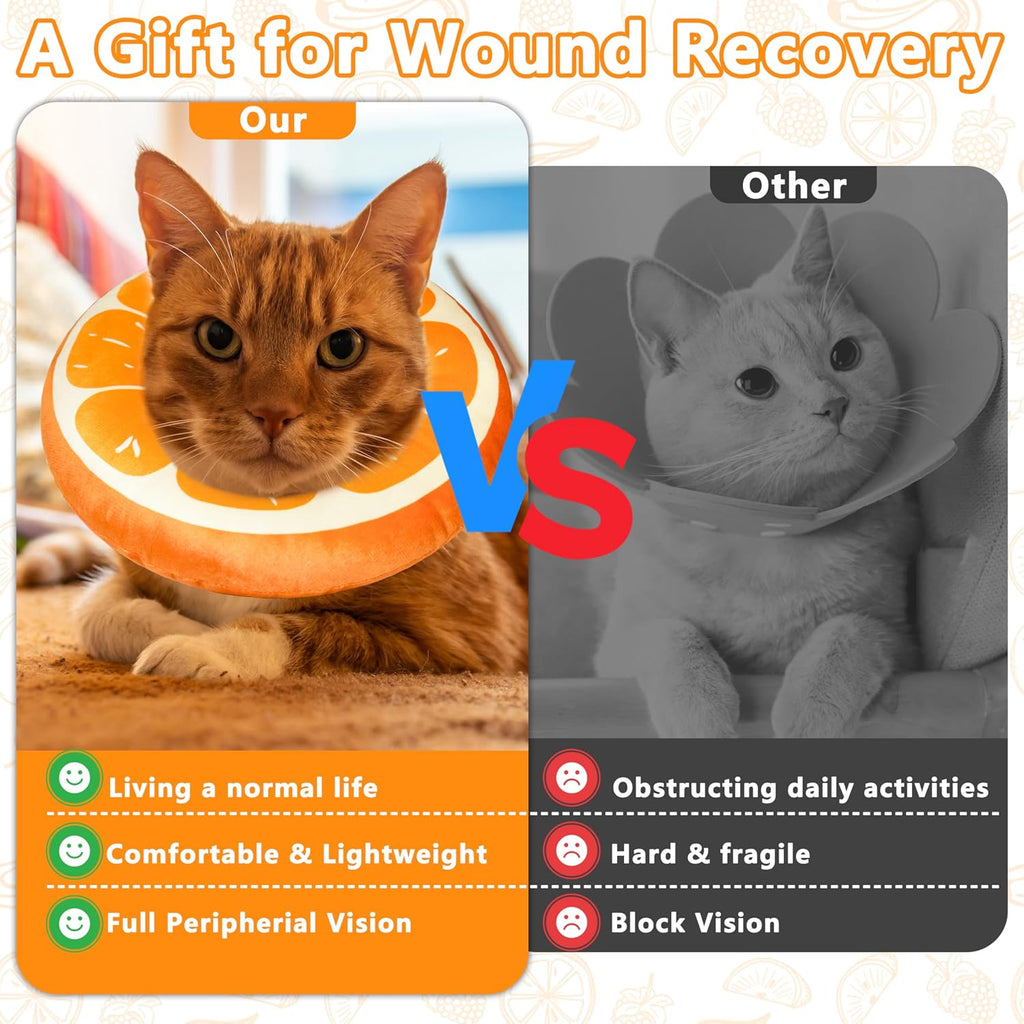 Cat Cone Collar Soft, Adjustable Cat Recovery Cone (Orange, L)