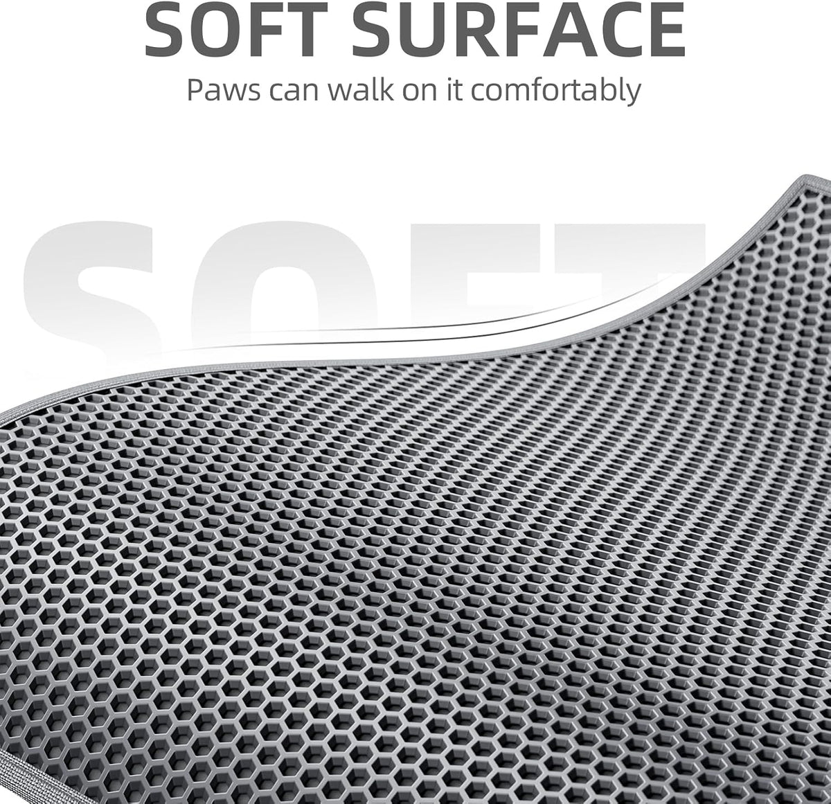 ESTHELLO Cat Litter Mat Honeycomb Double Layer Design 36’’ x 30’’ Gray