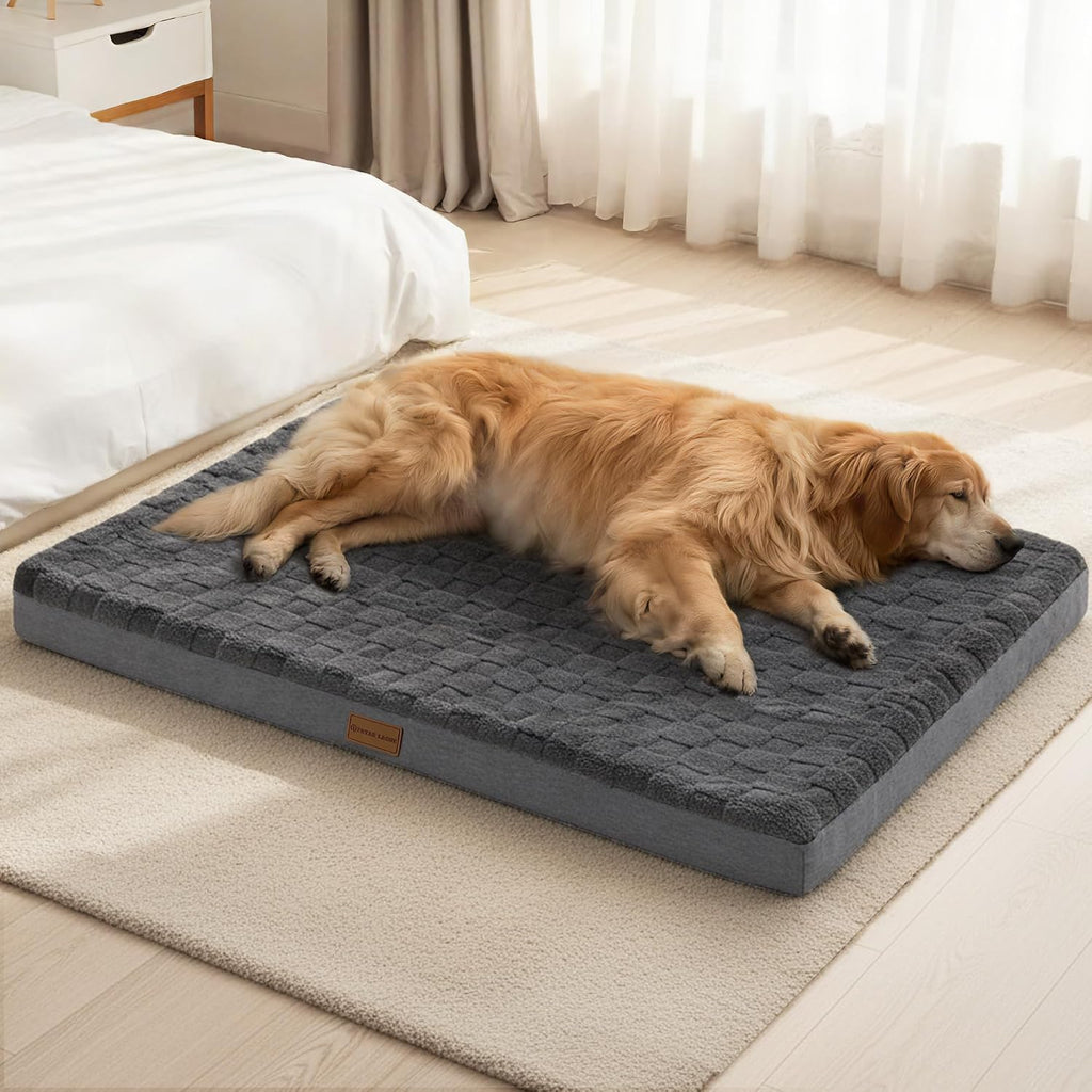 Patas Lague Orthopedic Large Dog Bed Pet Crate Mat 48''X30'' Dark Grey