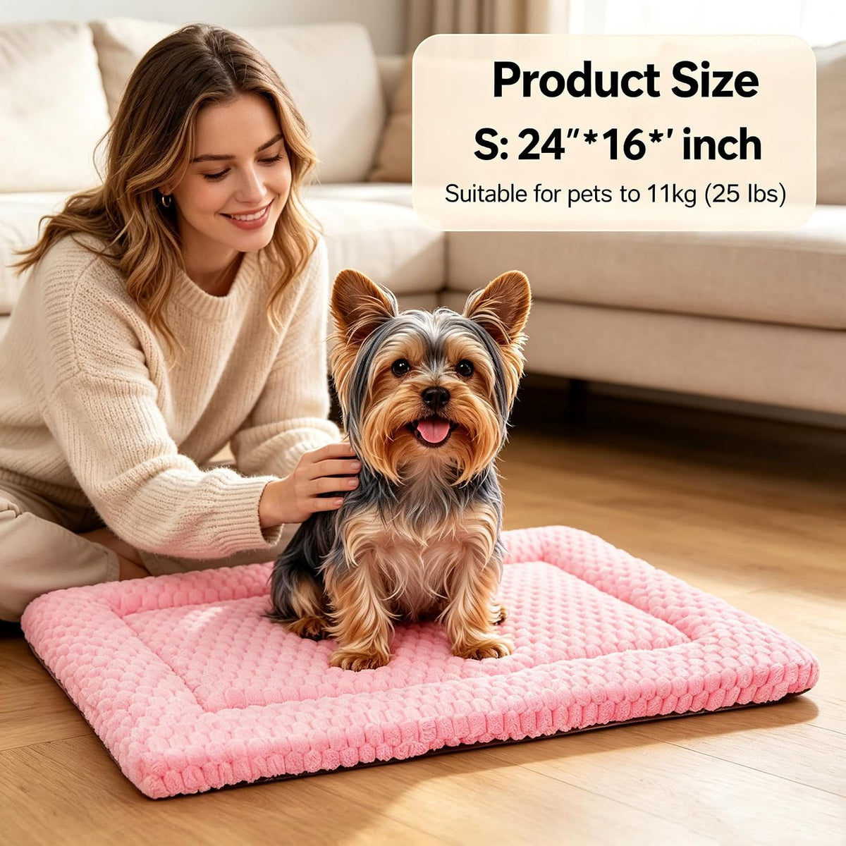 Dog Bed Mat - Durable & Cute Crate Dog Beds for Small Dogs & Cats, Comfortable Kennel Pad for Home, Crate & Travel