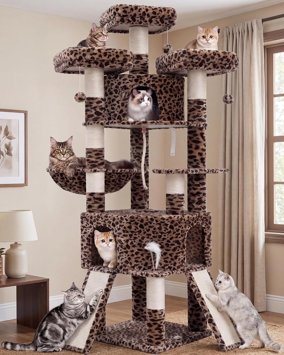 Cat Tree, 81.1" Tall Heavy Duty Cat Tower for Large Cats VCT032BW