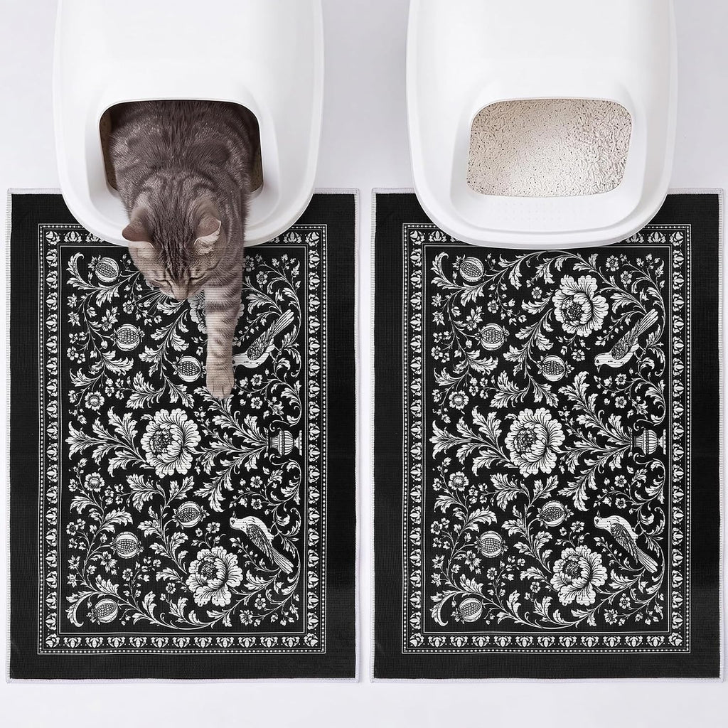 Bienbee Cat Litter Mat, 2 Pack 33" x 22" Machine Washable for Litter Boxes