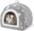 Glow in the Dark Cat Cave Bed, 2-in-1 Foldable Indoor Cat Tent Cat House