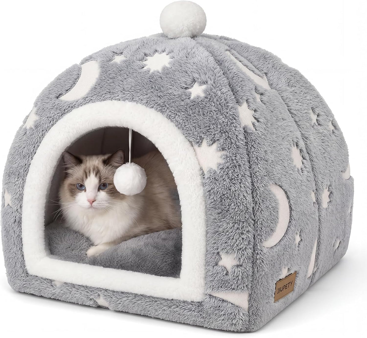 Glow in the Dark Cat Cave Bed, 2-in-1 Foldable Indoor Cat Tent Cat House