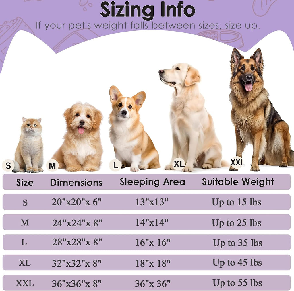 Extra Large Dog Beds, 36in Human Dog Anxiety Relief Comfort Bed (Purple)