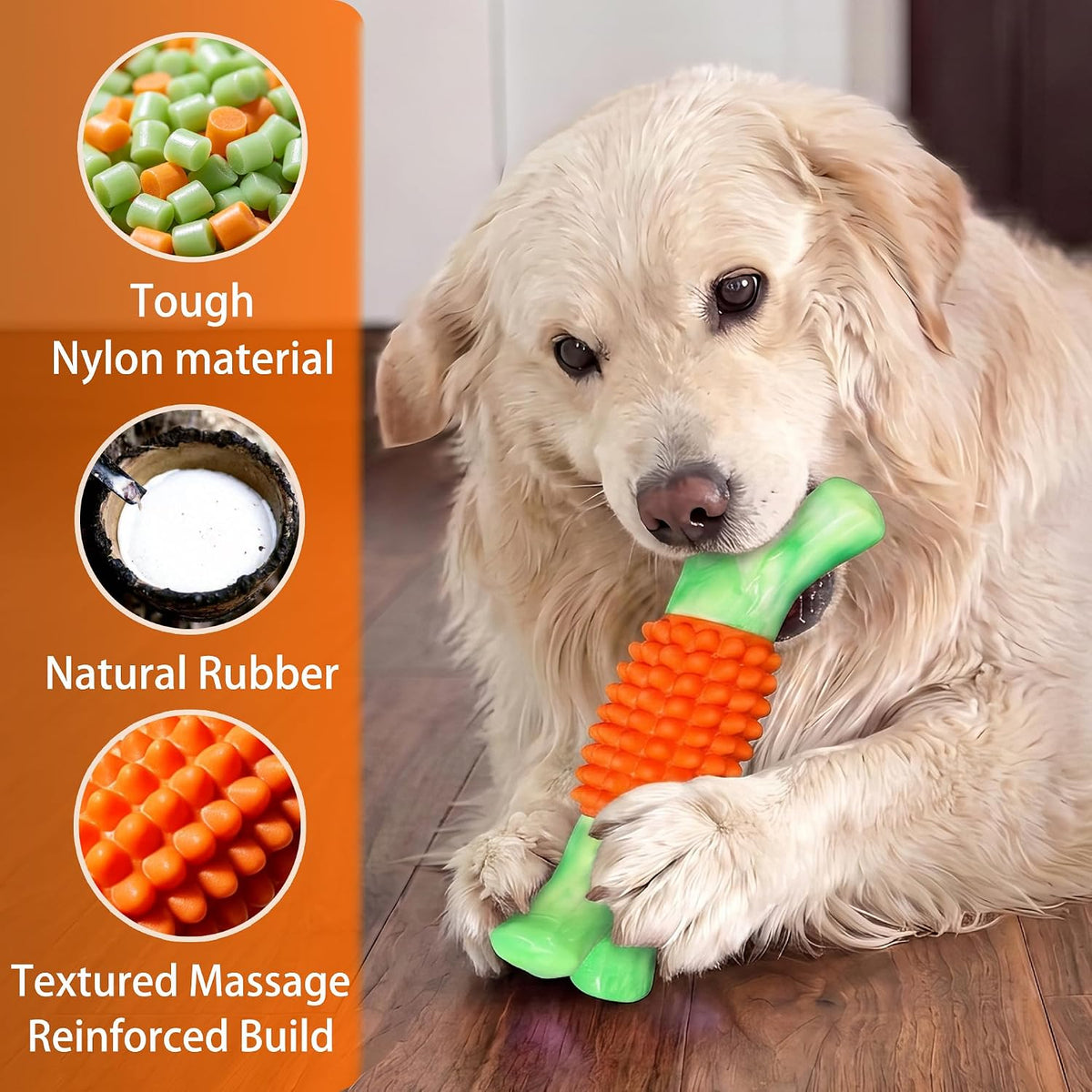Dog Toys for Aggressive Chewers, Tough Stick Chew Bone | Durable Rubber & Nylon Dog Bones, Indestructible Dog doys for Medium,Large Dogs,Beef Flavor