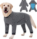 Dog Recovery Suit Full-Zipper After Post-Surgery Large Medium Dogs, Dog Bodysuit for Prevent Licking& Chewing Wounds Onesies Cone Alternative (Grey Stripe, 3X-Large)