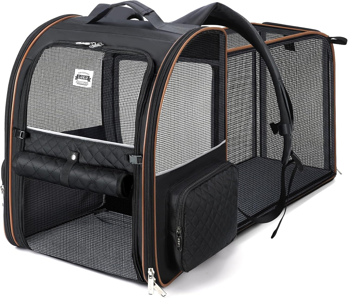 Large Cat Backpack Carrier Expandable Pet Carrier Backpack for Small Dogs Medium Cats Fit Up to 18 Lbs, Dog Backpack Carrier, Foldable Puppy Backpack Carrier for Travel,Black