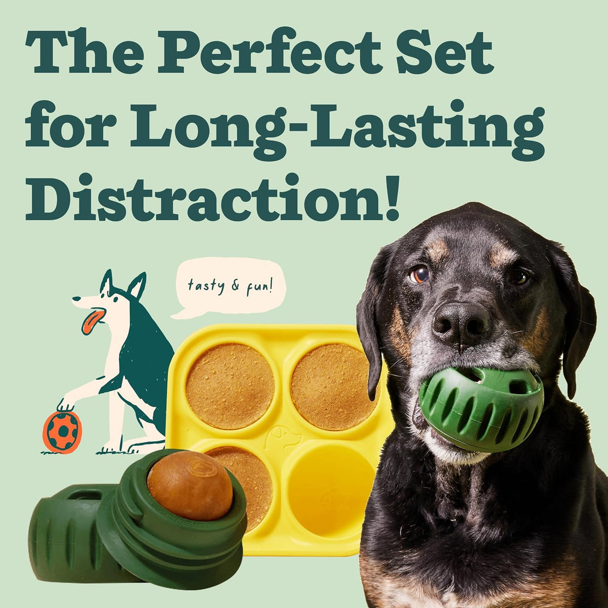 WOOF Pupsicle Dog Treat Toy with Silicone Treat Tray for Dogs 75 lbs & Up | Pupsicle toy for extra-large dogs, silicone treat tray, homemade frozen treats, easy-fill design, low-mess play