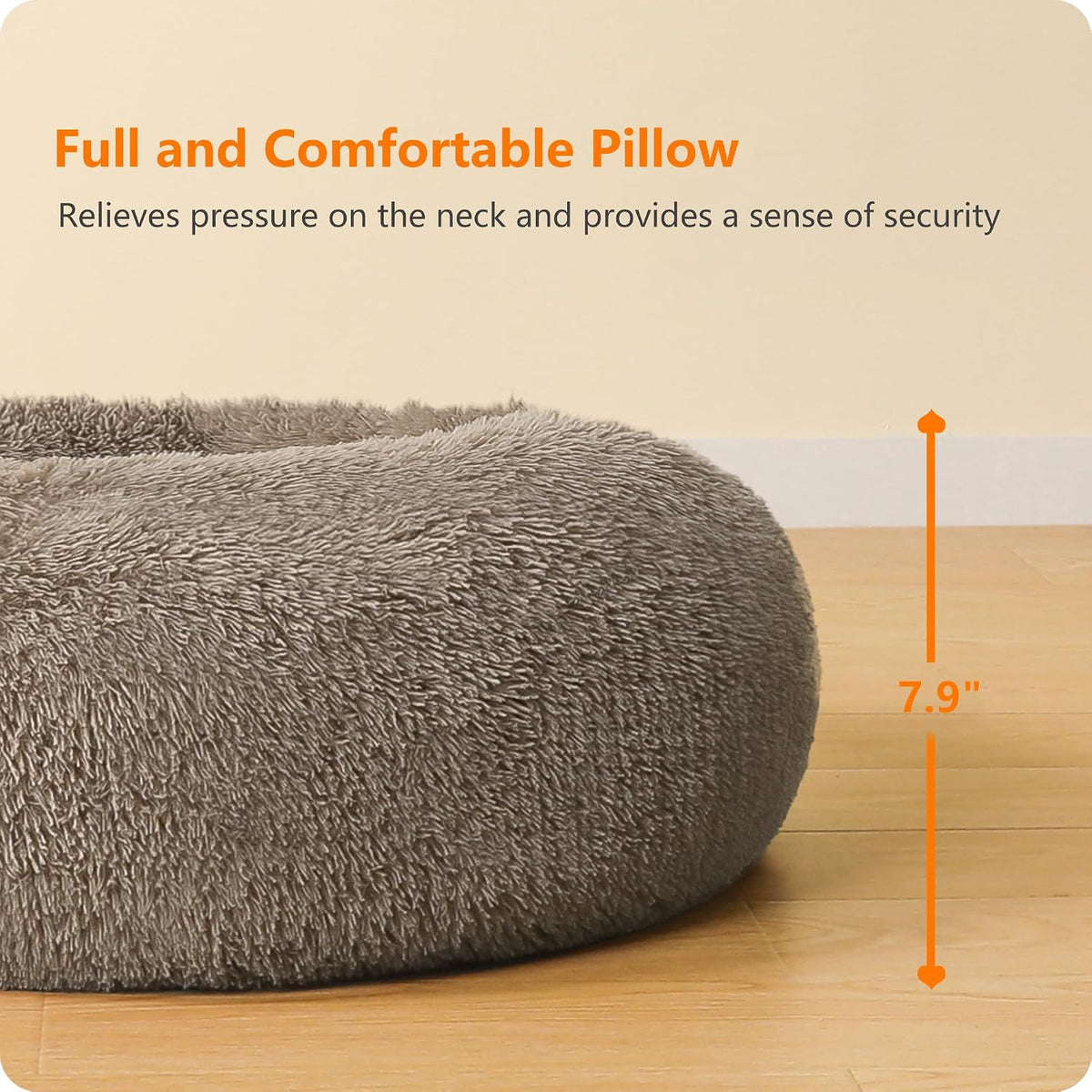 Dwanton Orthopedic Medium Donut Dog Bed, Gel Memory Foam, Washable, 32"