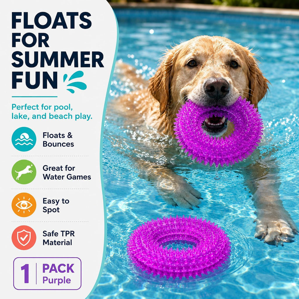Squeaky Dog Toys for Aggressive Chewers, Floating Donut Ring for Large Dogs